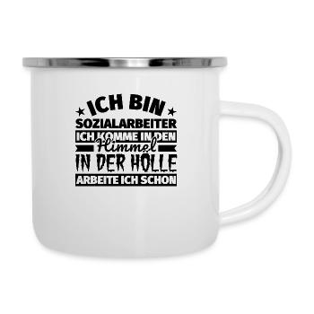 Sozialarbeiter Geschenk lustig Himmel Hölle - Emaille-Tasse - Weiß - Rechts
