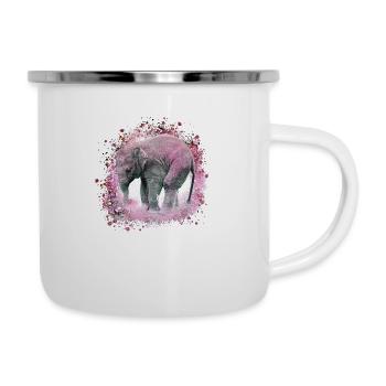 babyelefant,elefant,graffiti,rosa,malerei - Emaille-Tasse - Weiß - Rechts