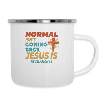 Nur Jesus kommt zurück Offenbarung 14 - Emaille-Tasse - Weiß - Rechts