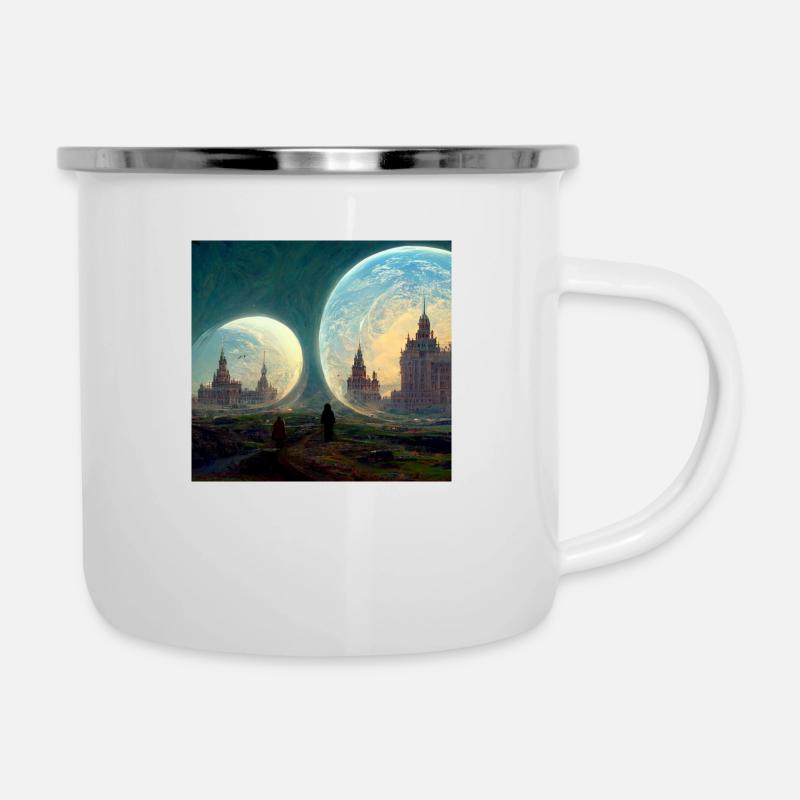 Parallele Welten - Emaille-Tasse - Weiß