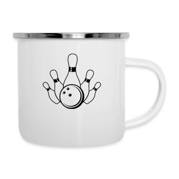 Bowling, frappe en noir et blanc - Tasse émaillée - blanc - Droite