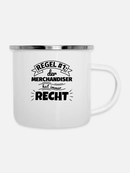 Merchandiser Geschenke – Hat immer Recht - Emaille-Tasse - Weiß