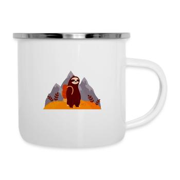 Bin Nur Wegen Dem Kaiserschmarrn Hier - Faultier - Emaille-Tasse - Weiß - Rechts