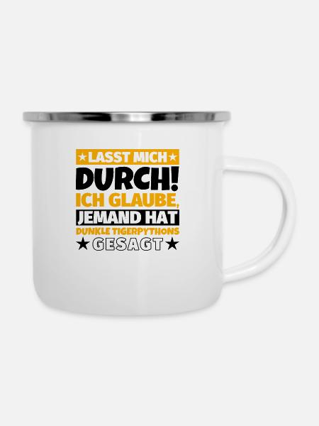 Dunkle Tigerpythons - Emaille-Tasse - Weiß
