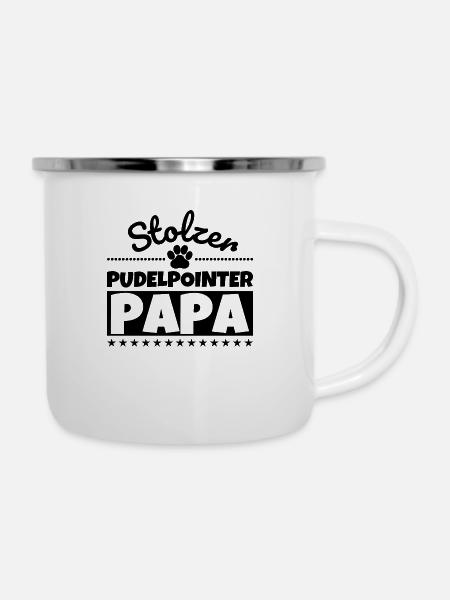 Pudelpointer lustig Herrchen Hund - Emaille-Tasse - Weiß