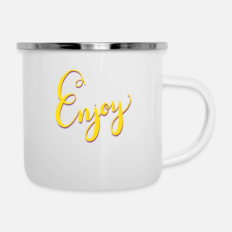 Enjoy - Emaille-Tasse - Weiß