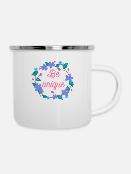 Be unique - Emaille-Tasse - Weiß