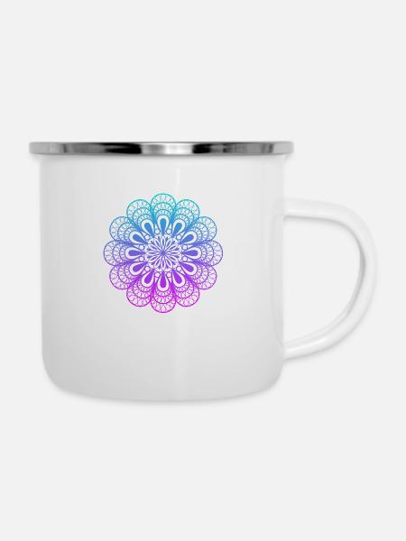 Mandala - Emaille-Tasse - Weiß