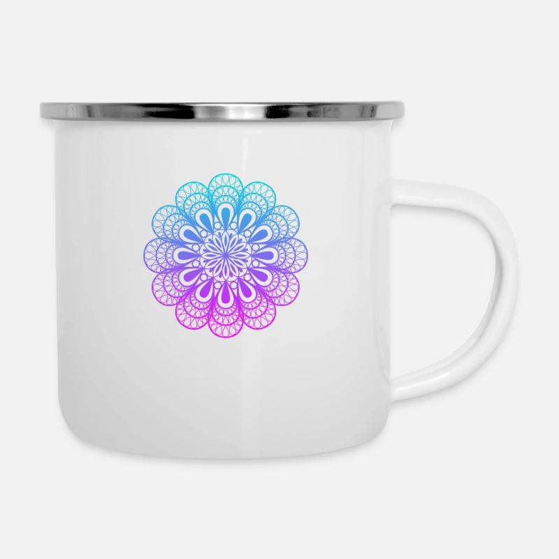 Mandala - Emaille-Tasse - Weiß