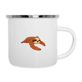 Supermutti Super Müde Faultier Mama Spruch - Emaille-Tasse - Weiß - Rechts