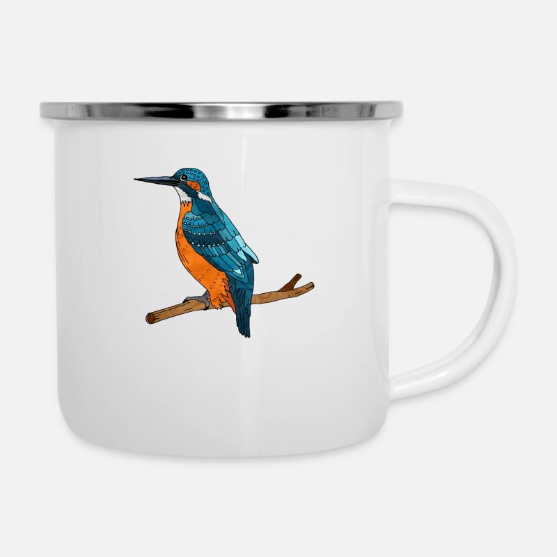 Bunter Vogel - Emaille-Tasse - Weiß