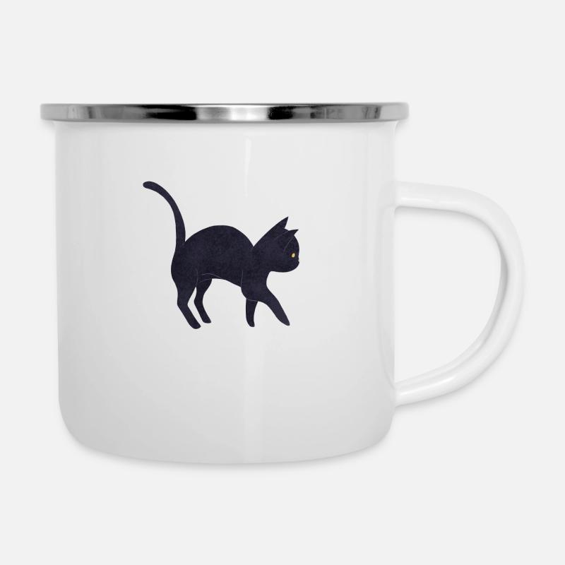 chat noir - Tasse émaillée - blanc