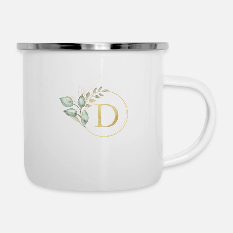 Monogramme D personnalisable - Tasse émaillée - blanc