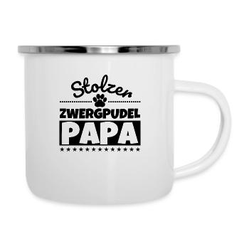 Zwergpudel lustig Herrchen Hund - Emaille-Tasse - Weiß - Rechts