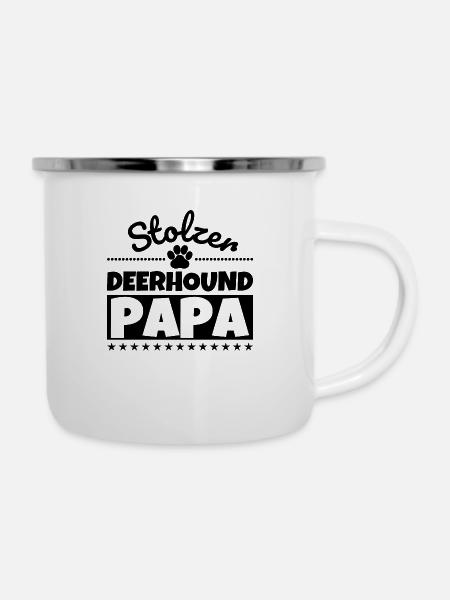 Deerhound lustig Herrchen Hund - Emaille-Tasse - Weiß
