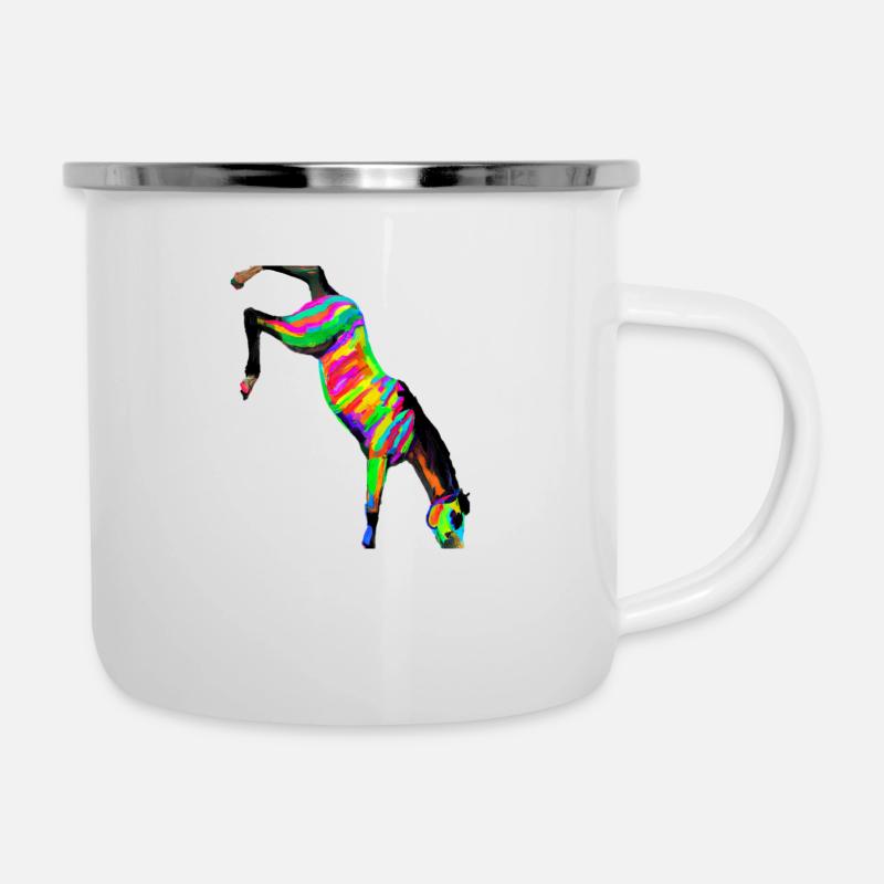 Pferd im Handstand - Emaille-Tasse - Weiß