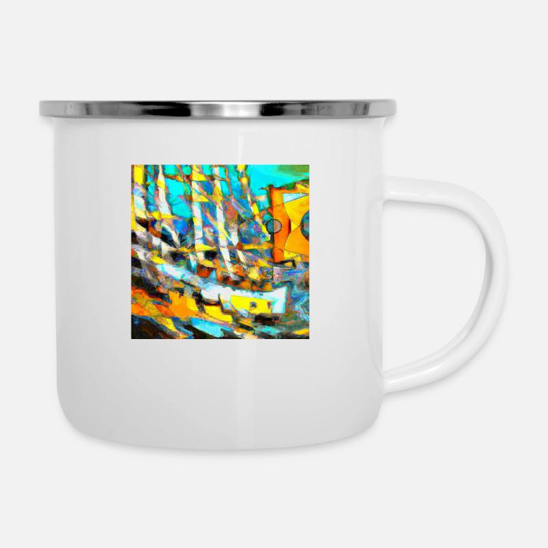Kunst - Emaille-Tasse - Weiß
