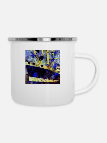 Schiff - Emaille-Tasse - Weiß