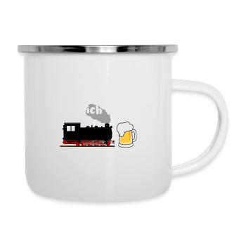 Eisenbahn Dampflok Bier Eisenbahner Zug - Emaille-Tasse - Weiß - Rechts
