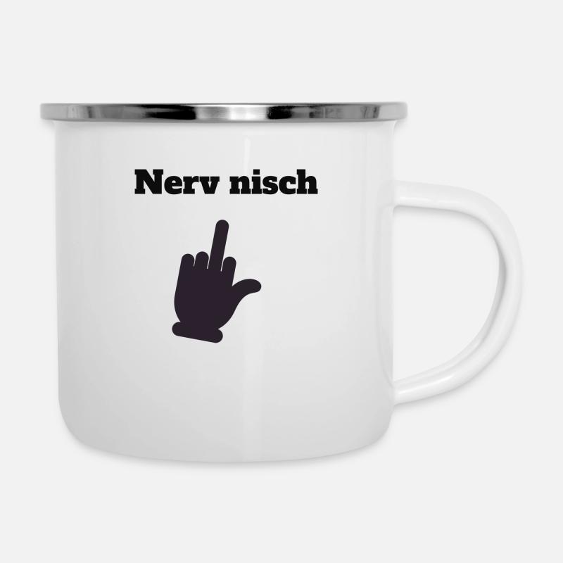 Nerv nisch - Emaille-Tasse - Weiß