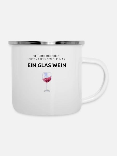 Weinliebhaber - Emaille-Tasse - Weiß