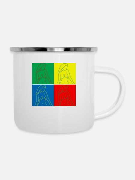 Wow - Emaille-Tasse - Weiß