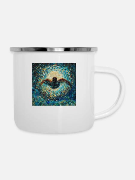 Schwimmerin - Emaille-Tasse - Weiß