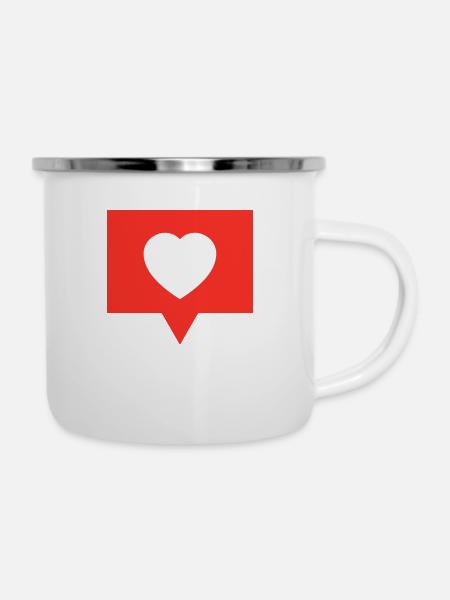 Like Button - Emaille-Tasse - Weiß