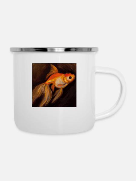 Goldfisch - Emaille-Tasse - Weiß