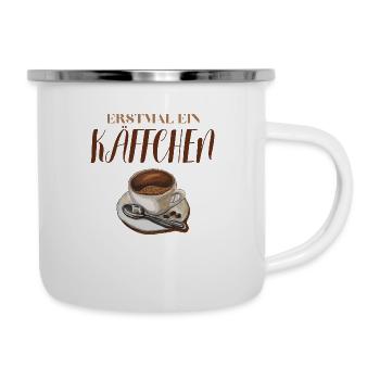 Erstmal ein Käffchen - Emaille-Tasse - Weiß - Rechts