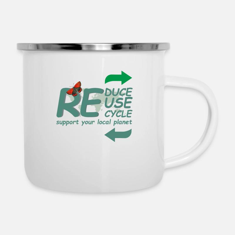 Re-duce-use-cycle | Support your local planet - Emaille-Tasse - Weiß