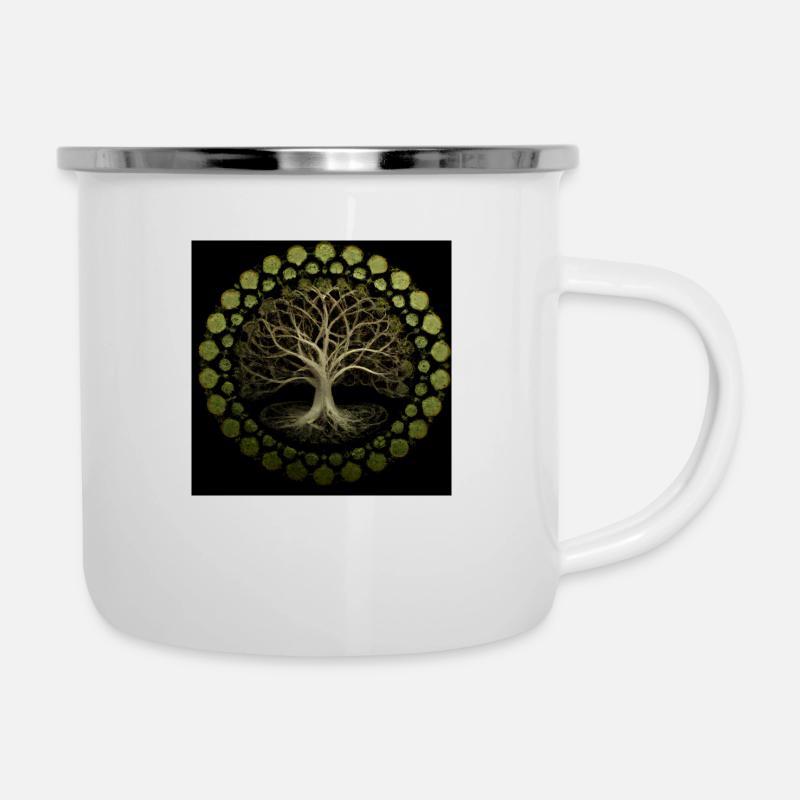 Keltischer Baum des Lebens - Emaille-Tasse - Weiß