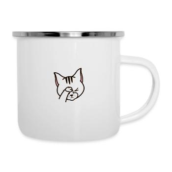 Wer bin ich, um zu urteilen? Lustige Katzen-Meme-Illustration - Emaille-Tasse - Weiß - Rechts