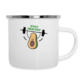 STAY HEALTHY - Emaille-Tasse - Weiß - Rechts