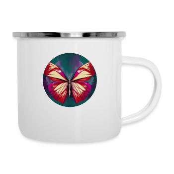 Abstract Butterfly - Illustration - Emaille-Tasse - Weiß - Rechts