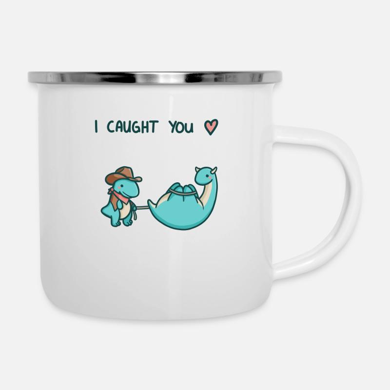 hugadino I caught you, cute dinosaur, dino - Camper Mug - white