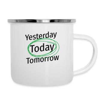 Gestern Heute Morgen: Das Jetzt ist wichtig! - Emaille-Tasse - Weiß - Rechts