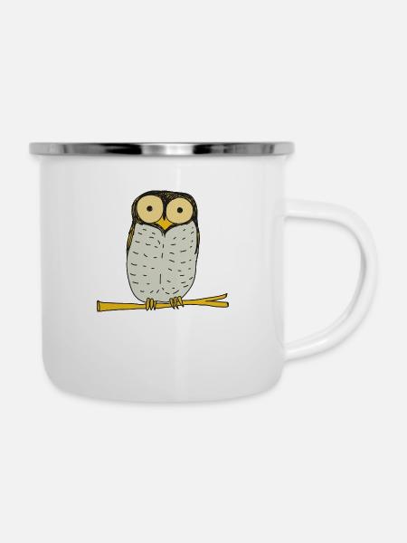waldkauz naturschutz - Emaille-Tasse - Weiß