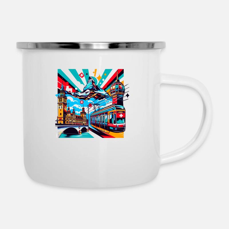 Schweiz - Emaille-Tasse - Weiß