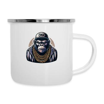 gorille avec chaine en or - Tasse émaillée - blanc - Droite