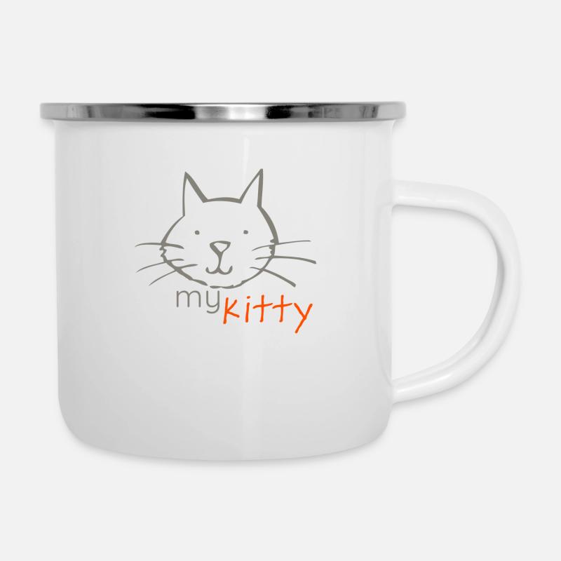 Un dessin de chat - Le mignonLogo - Tasse émaillée - blanc