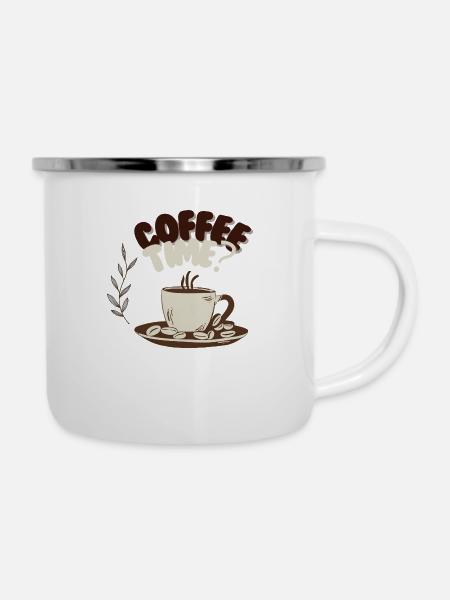 Kaffeezeit - Emaille-Tasse - Weiß