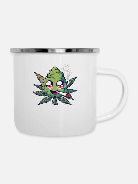 Smoking Bud - Emaille-Tasse - Weiß