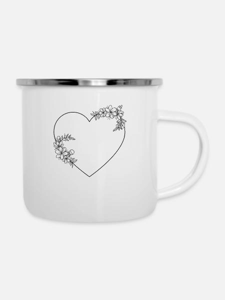 Rahmen Herz - Emaille-Tasse - Weiß