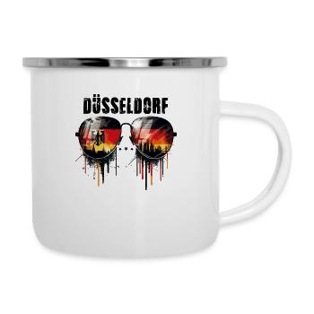 Düsseldorf Sonnenbrillen mit Deutschlandfahne - Emaille-Tasse - Weiß - Rechts