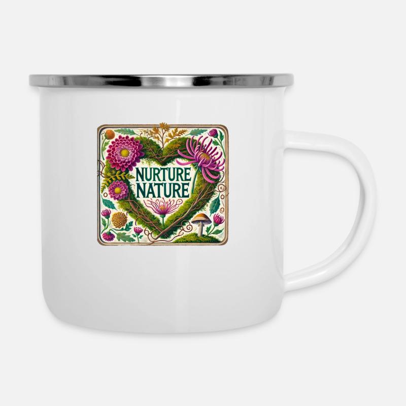 Pflegen Sie die Natur - Emaille-Tasse - Weiß