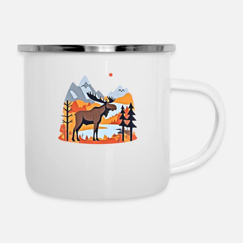 Skandi-Romantik - Emaille-Tasse - Weiß