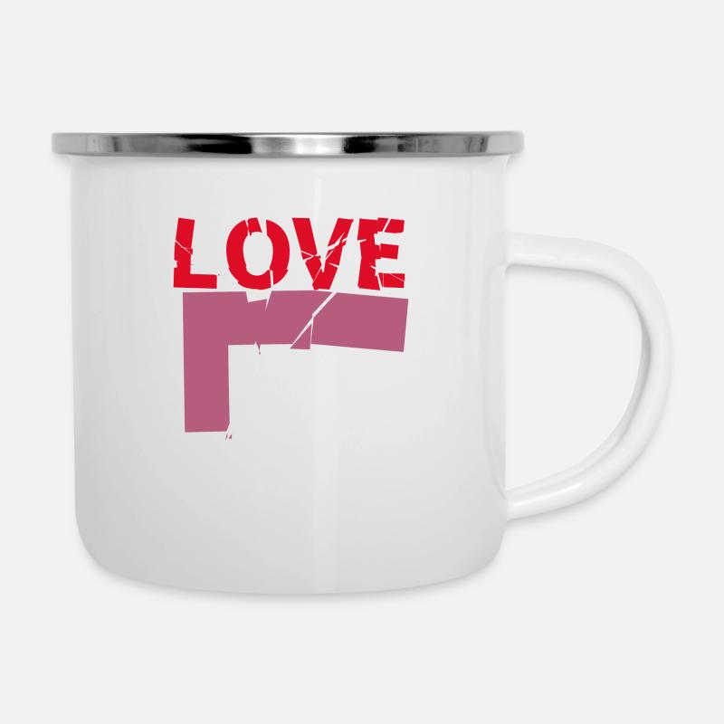 Love - Emaille-Tasse - Weiß
