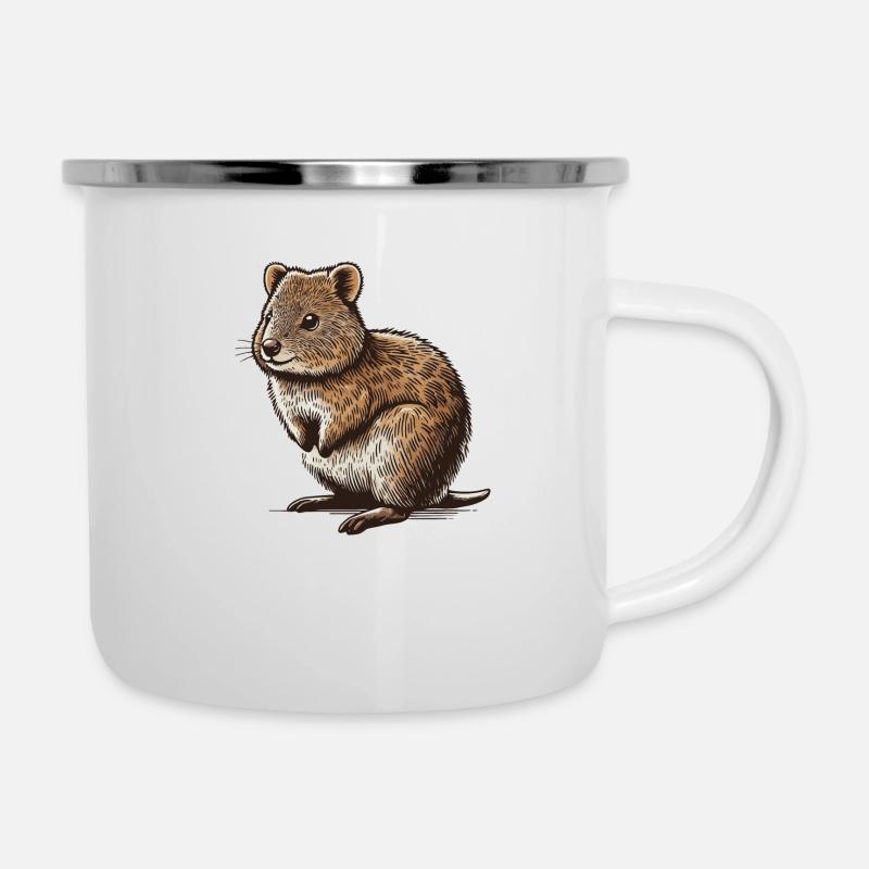 Quokka - Emaille-Tasse - Weiß