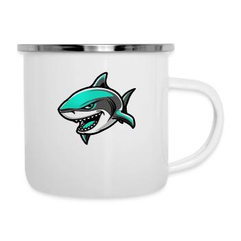 Bande dessinée requin - Tasse émaillée - blanc - Droite